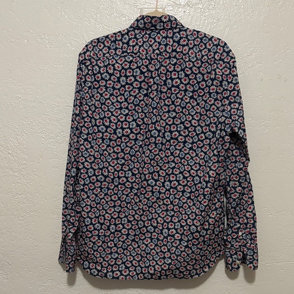 J. Crew Floral Secret Wash Shirting Button Down Navy Shirt 100% ORGANIC COTTON - Picture 7 of 7